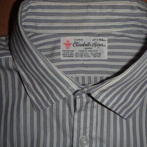 Turnbull and Asser Men's dress shirt blue and white stripe sz 17.5 L XL